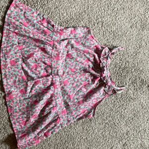 Floral Pink and Green Sleeveless Top